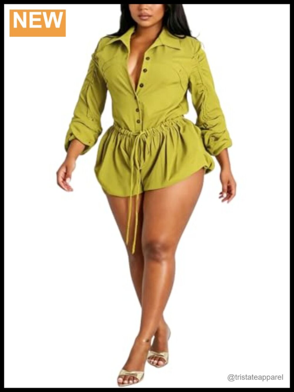 Women's Cargo Romper Long Sleeve One Piece Bubble Short Jumpsuit Ruched